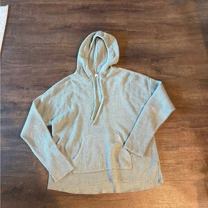 Green/Blue Aerie Waffle Knit Pull Over Hoodie